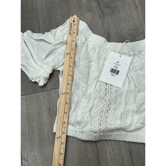 NWT Rachel Parcell Womens Ivory Wash Crepe Off-Shoulder Blouse Top Size XS - Picture 9 of 9